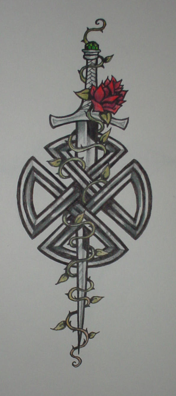Celtic Knot with Sword - shoulder tattoo