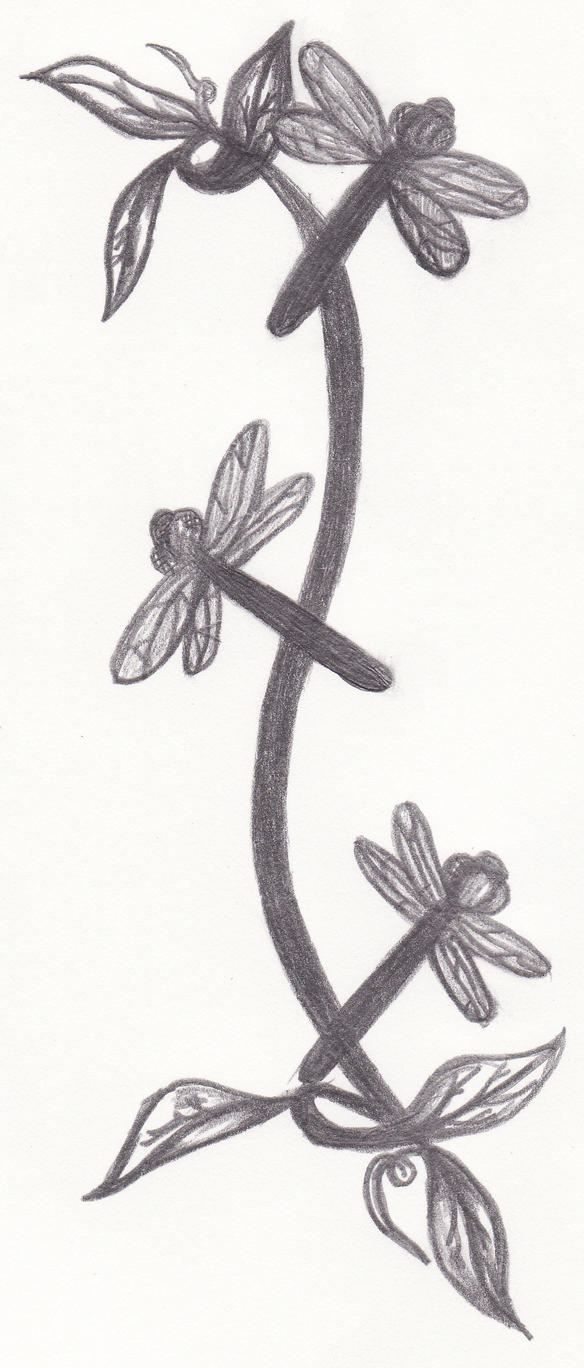 Dragonfly Birdbath design - dragonfly tattoo