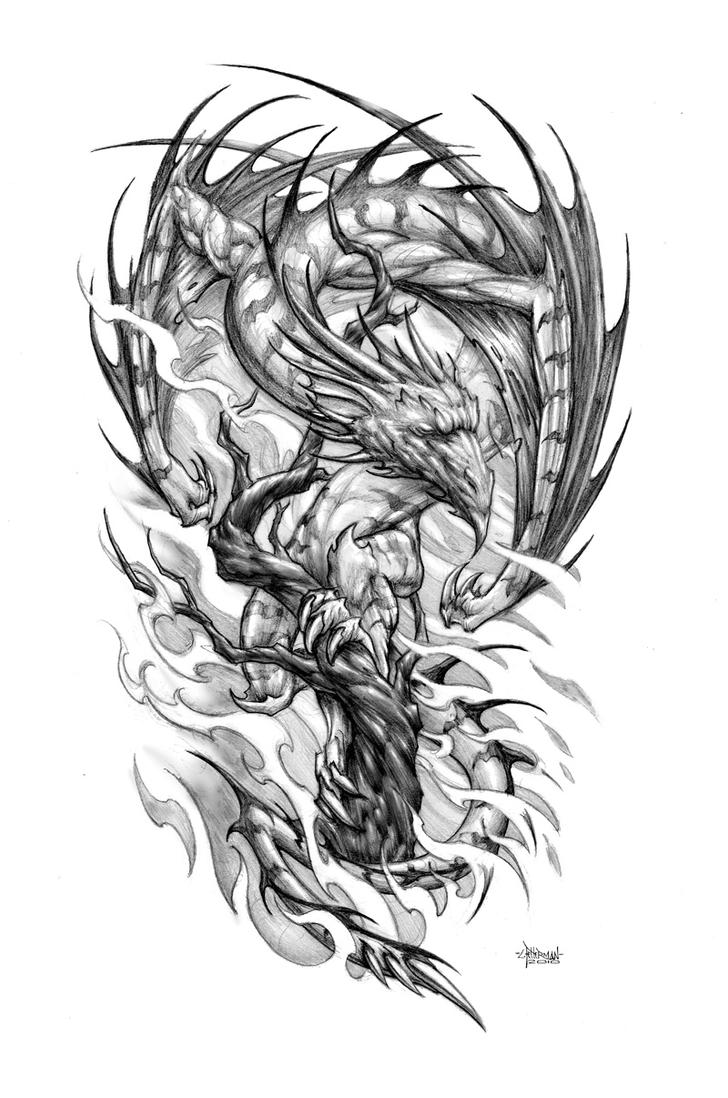 Tree Dragon - sleeve tattoo