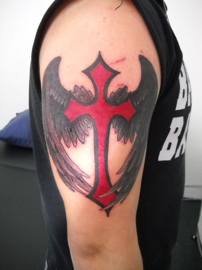 Dark and Light Winged Cross by