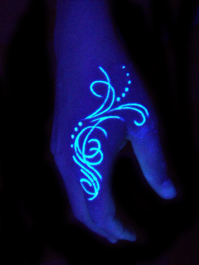 Hand blacklight tattoo by