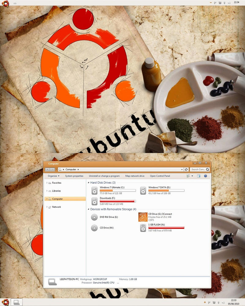 Ubuntu theme of Windows 7