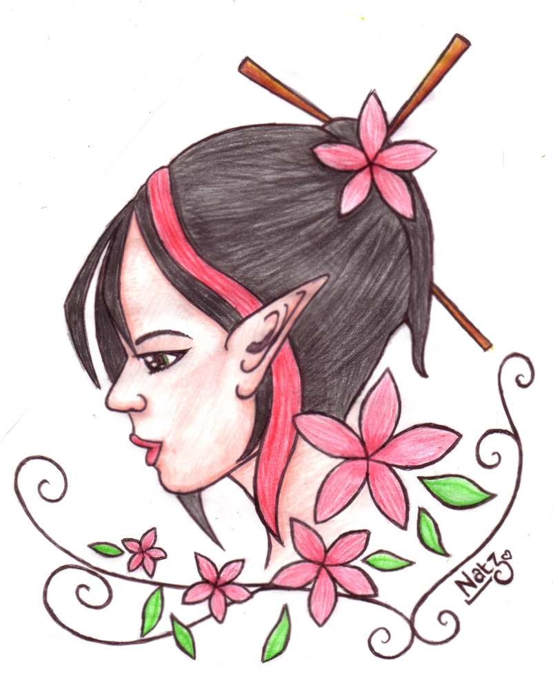 Oriental Pixie Tattoo Design | Flower Tattoo