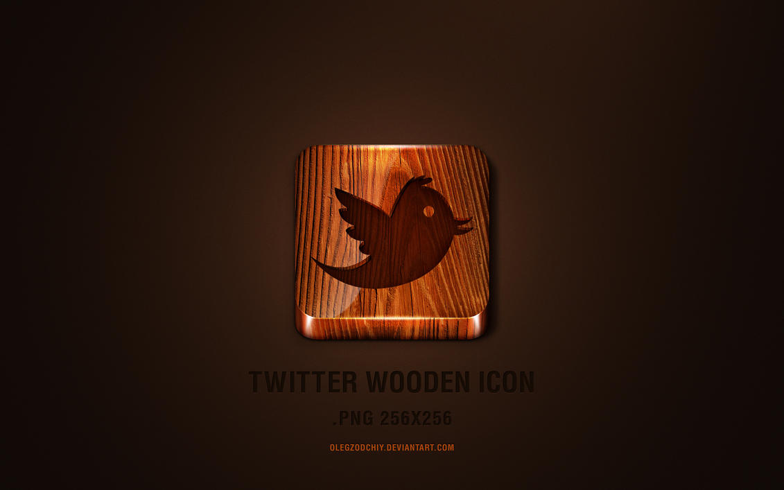 3D wooden Twitter icon