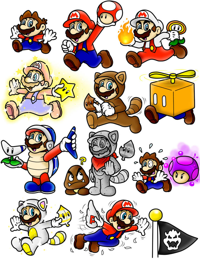 Super Mario 3D Super Mario 3D Land Power Up Doodles Mario Color