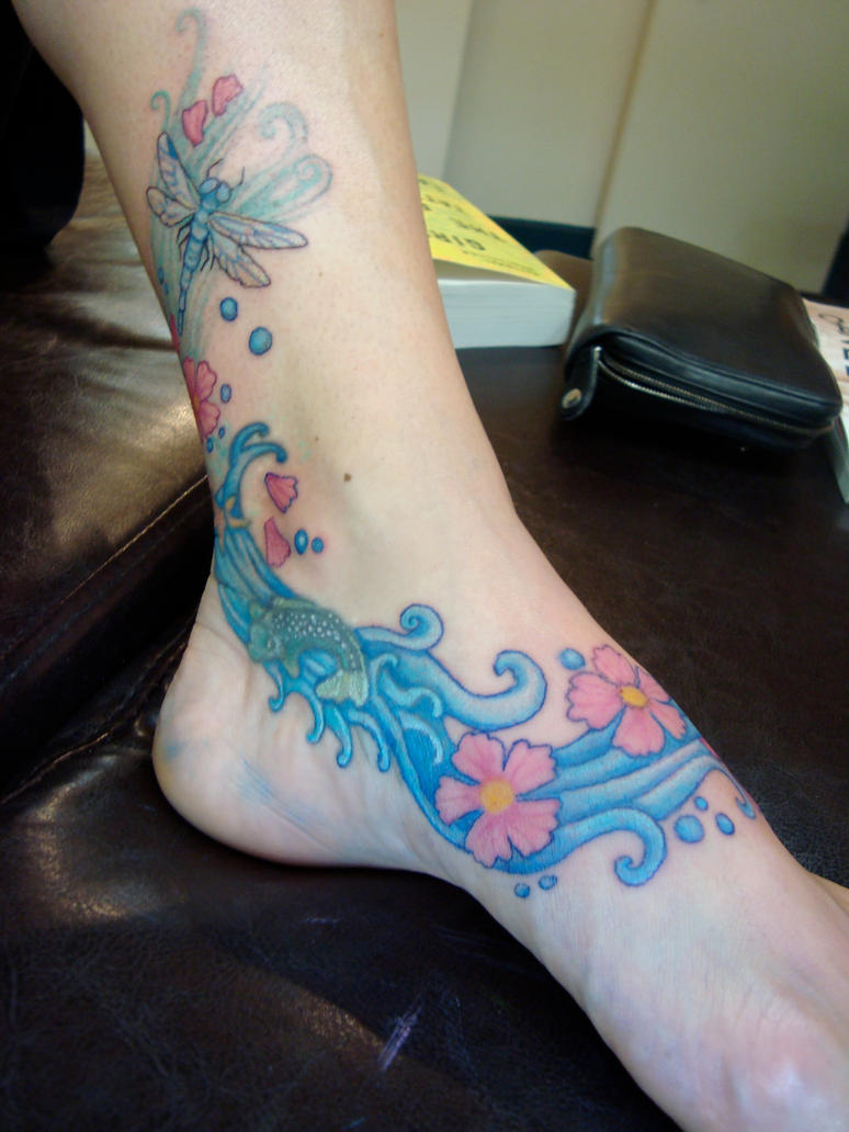 leg tattoo 2 - dragonfly tattoo