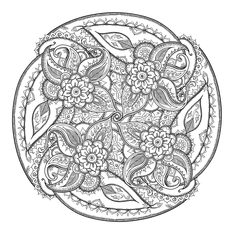 paisley flower coloring book pages for adults - photo #41