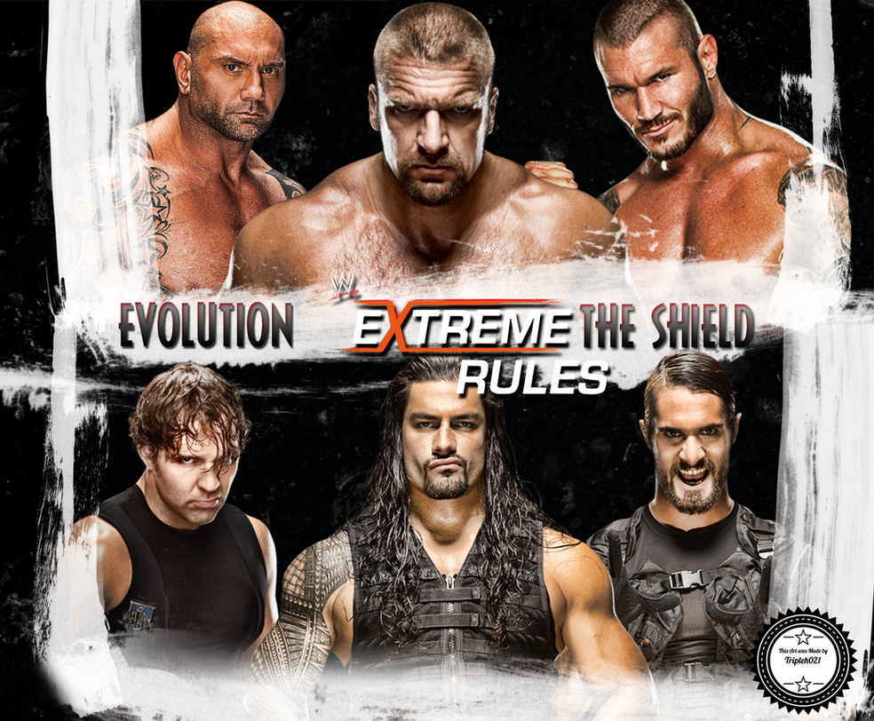 the_shield_vs_evolution_at_wwe_extreme_rules_2014_by_tripleh021-d7dnhaa