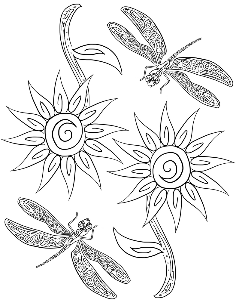 Dragonflies and Sunflowers Pattern by Lyn-San on deviantART